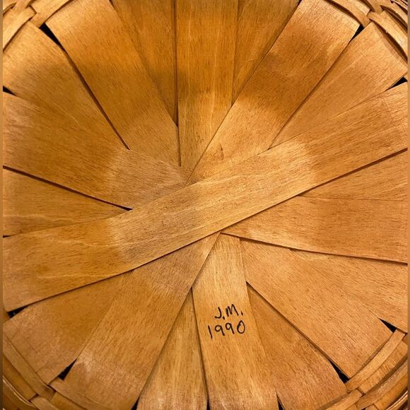 NWOT Vtg Handwoven Open Top Picnic Basket Hight 8 And Half inches, Diameter 13” - Picture 2 of 2